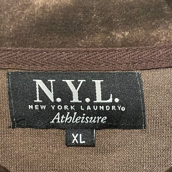NWT N.Y.L. New York Laundry Athleisure Brown Velour Zip-Up Jacket With Pockets X - Picture 3 of 6